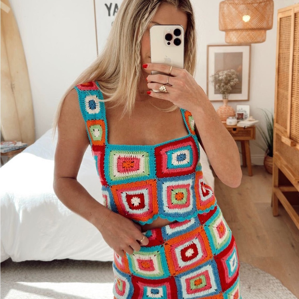 NWT Show Me Your Mumu Crochet Pisces Micro Mini Skirt. Medium.